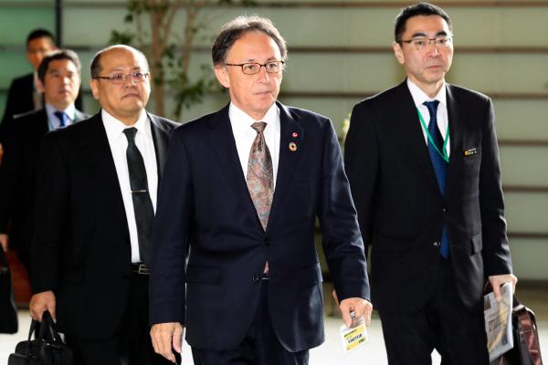 Okinawa Prefecture Governor Denny Tamaki is seen at the prime minister's official residence on March 19, 2019, in Tokyo, Japan. (The Asahi Shimbun via Getty Images)