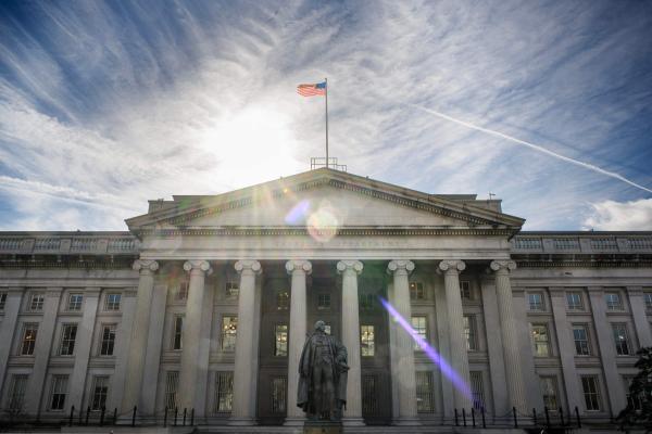 The Treasury Building is seen in Washington, DC, on January 18, 2023. (Mandel Ngan/AFP via Getty Images)