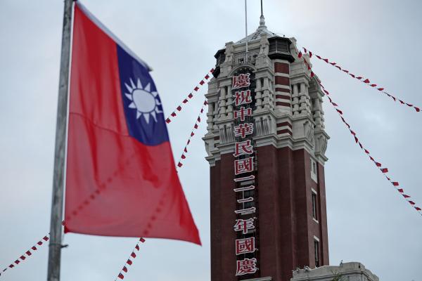 Decorations for celebrating Taiwanese National Day are seen on the Presidential Office Building on October 12, 2023, in Taipei, Taiwan. (Alex Wong via Getty Images)