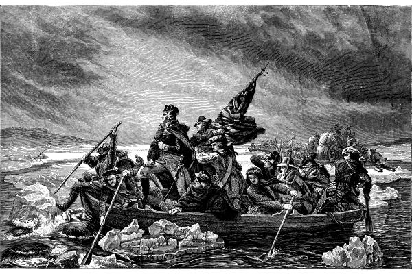 An antique illustration of Washington in Delaware. (Getty Images)