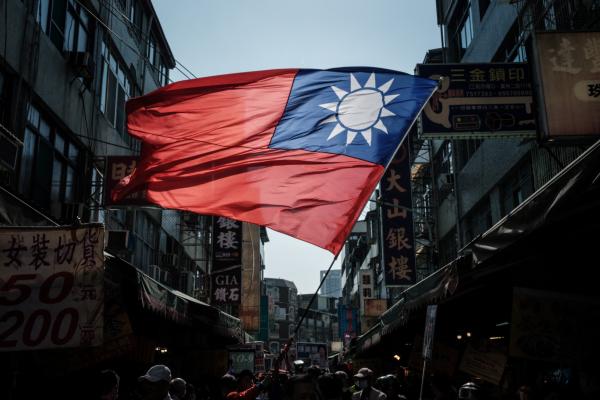 A Taiwanese flag in Kaohsiung on January 10, 2024. (Yasuyoshi Chiba/AFP via Getty Images)