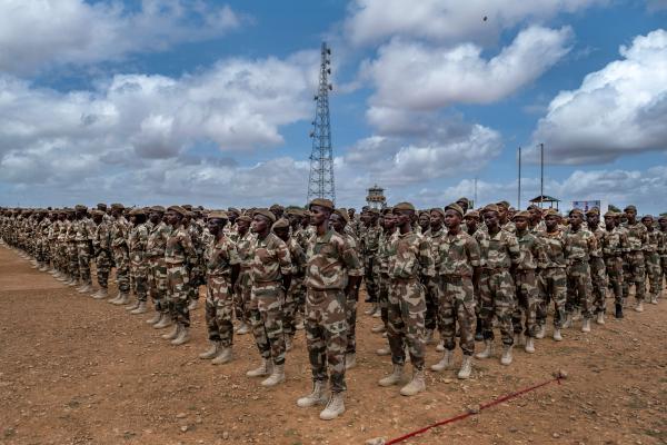 Somali National Army soldiers graduate from a basic training course led by US Navy Seals on August 3, 2023, in Baledogle, Somalia. (Jonathan Torgovnik via Getty Images)
