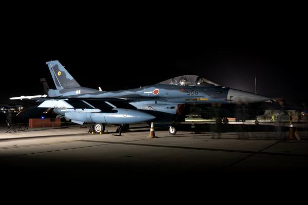 A Japan Air Self Defense Force F-2 at Kadena Air Base in Japan on April 23, 2023. (DVIDS)