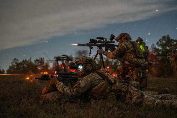 Rangers assigned to the 75th Ranger Regiment assault their targets during a live fire training exercise at Ft. Johnson, La. on Dec. 3, 2023. (DVIDS)