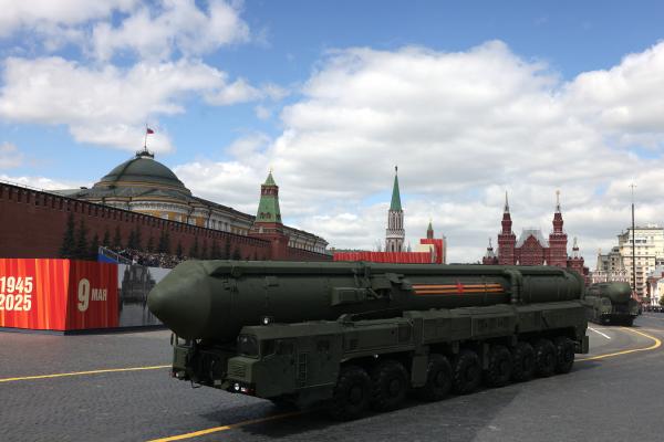 A Russian Yars intercontinental ballistic missile launcher in Moscow on May 9, 2025. (Getty Images)