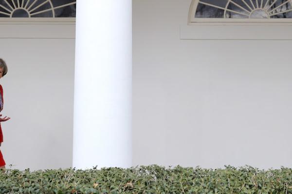 British Prime Minister Theresa May with U.S. President Donald Trump walk along The Colonnade at The White House on January 27, 2017 in Washington, DC. (Christopher Furlong/Getty Images)