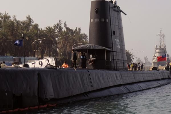 Three submarines at port at the Tsoying navy base, Kaohsiung, southern Taiwan, January 18, 2017 (SAM YEH/AFP/Getty Images)