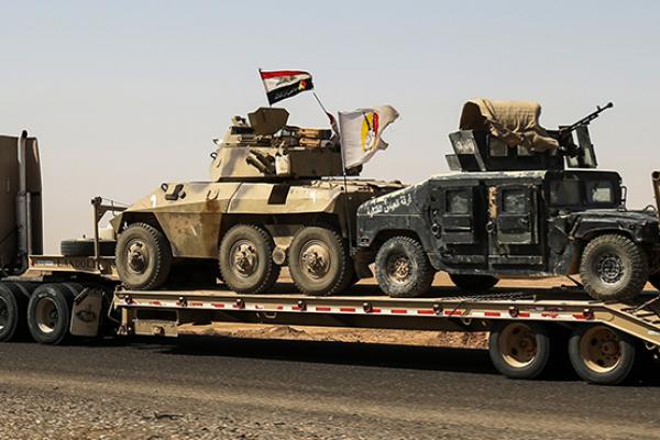 Armored vehicles belonging to Iraqi Popular Mobilization Units near Tal Afar, August 31, 2017 (AHMAD AL-RUBAYE/AFP/Getty Images)