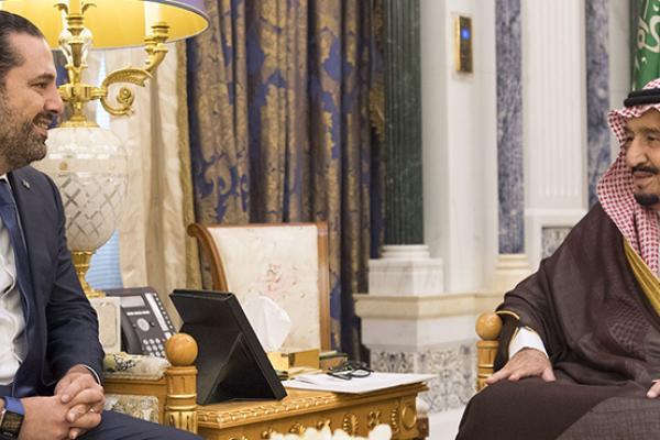 Saudi King Salman receives former Lebanese Prime Minister Saad Hariri, who resigned recently, in Riyadh, November 6, 2017 (Bandar Algaloud / Saudi Royal Council / Handout/Anadolu Agency/Getty Images)