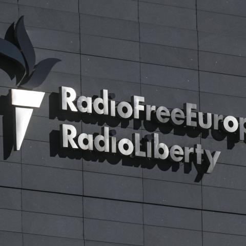 The headquarters of Radio Free Europe/Radio Liberty is seen in Prague, Czech Republic, on March 18, 2025. (Getty Images)