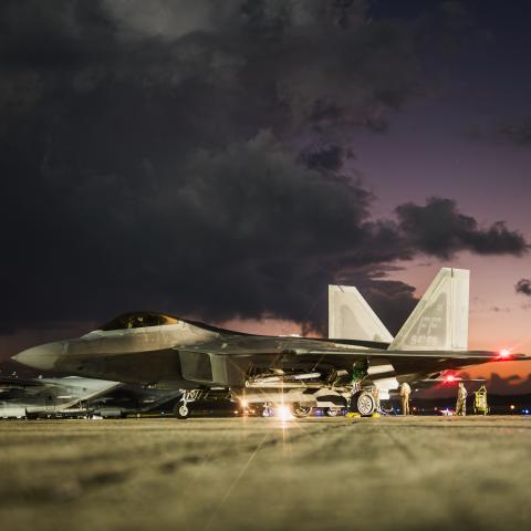A U.S. Air Force F-22 Raptor parks following military actions Venezuela in support of Operation Absolute Resolve, Jan. 3, 2026. U.S. military forces are deployed to the Caribbean in support of the U.S. Southern Command mission, Department of War-directed operations, and the president’s priorities to disrupt illicit drug trafficking and protect the homeland. (U.S. Air Force Photo) 
